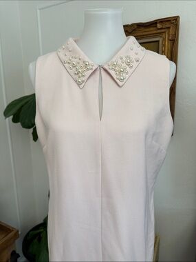 Karl Lagerfeld Pearl-Embellished Light Pink Sleeveless A line Dress